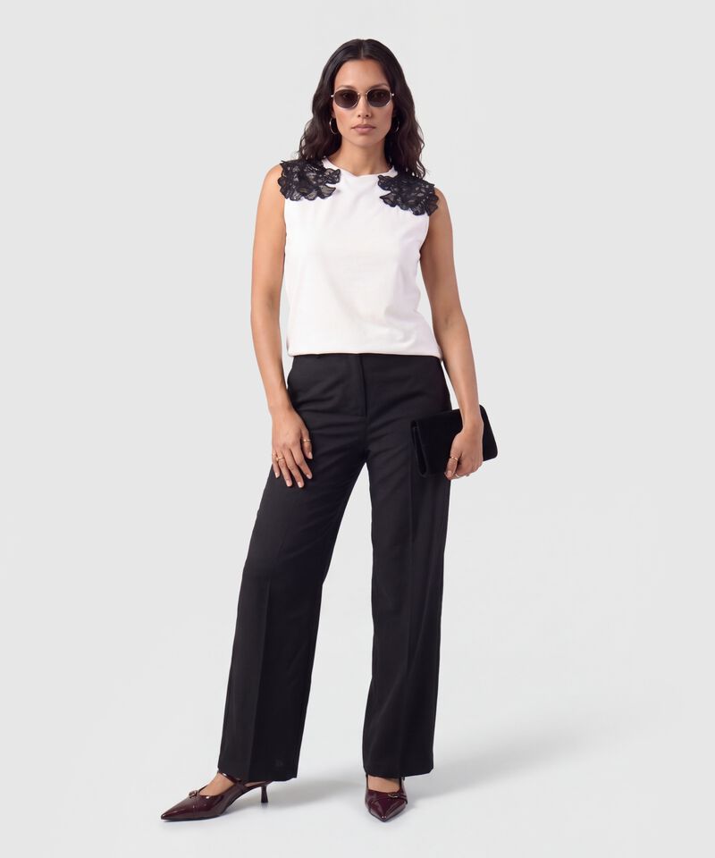 Pantal&oacute;n Bota Ancha Tiro Alto Para Mujer