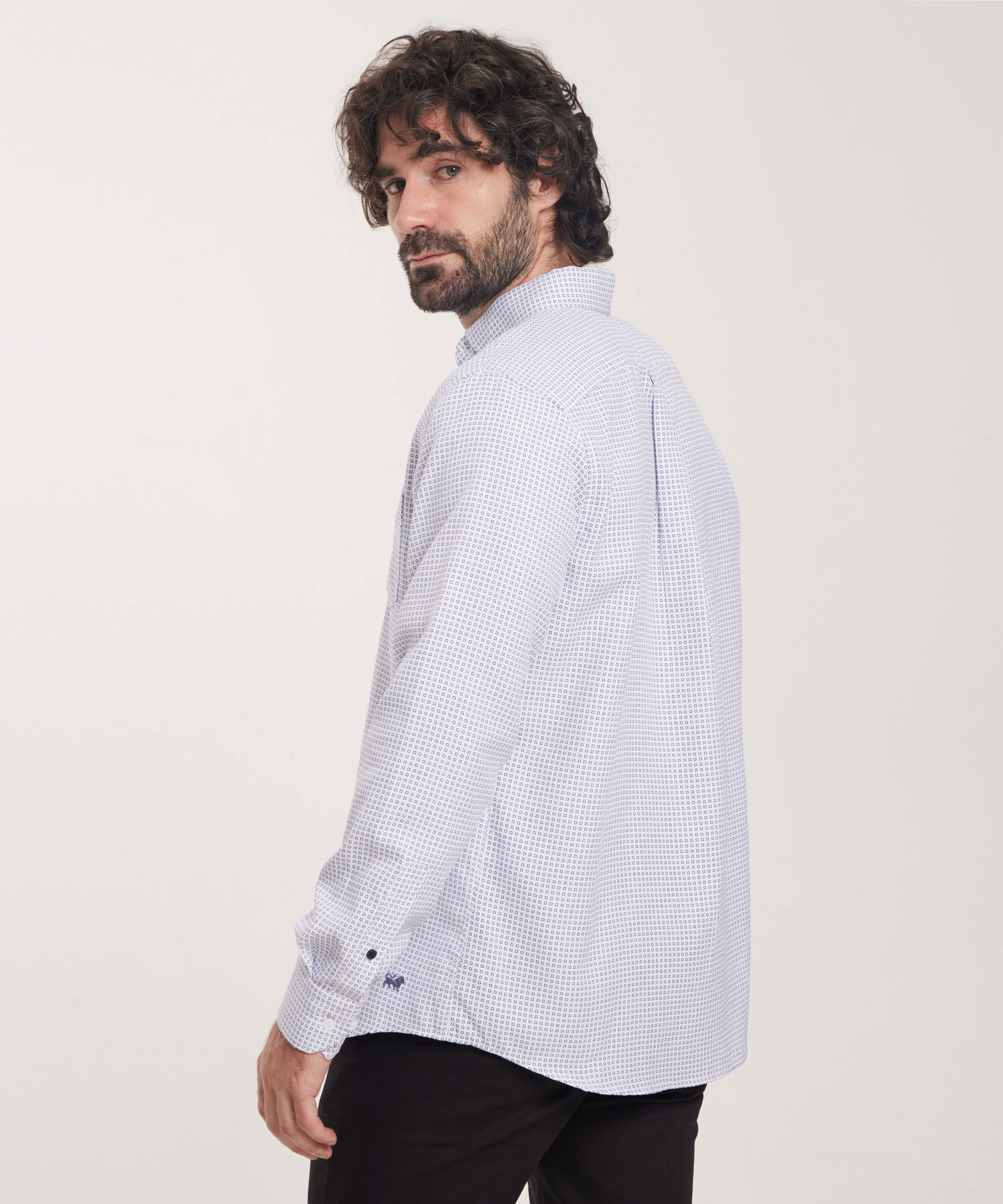 Camisa Corbatera Manga Larga Estampado Ceallo Button Down Regular