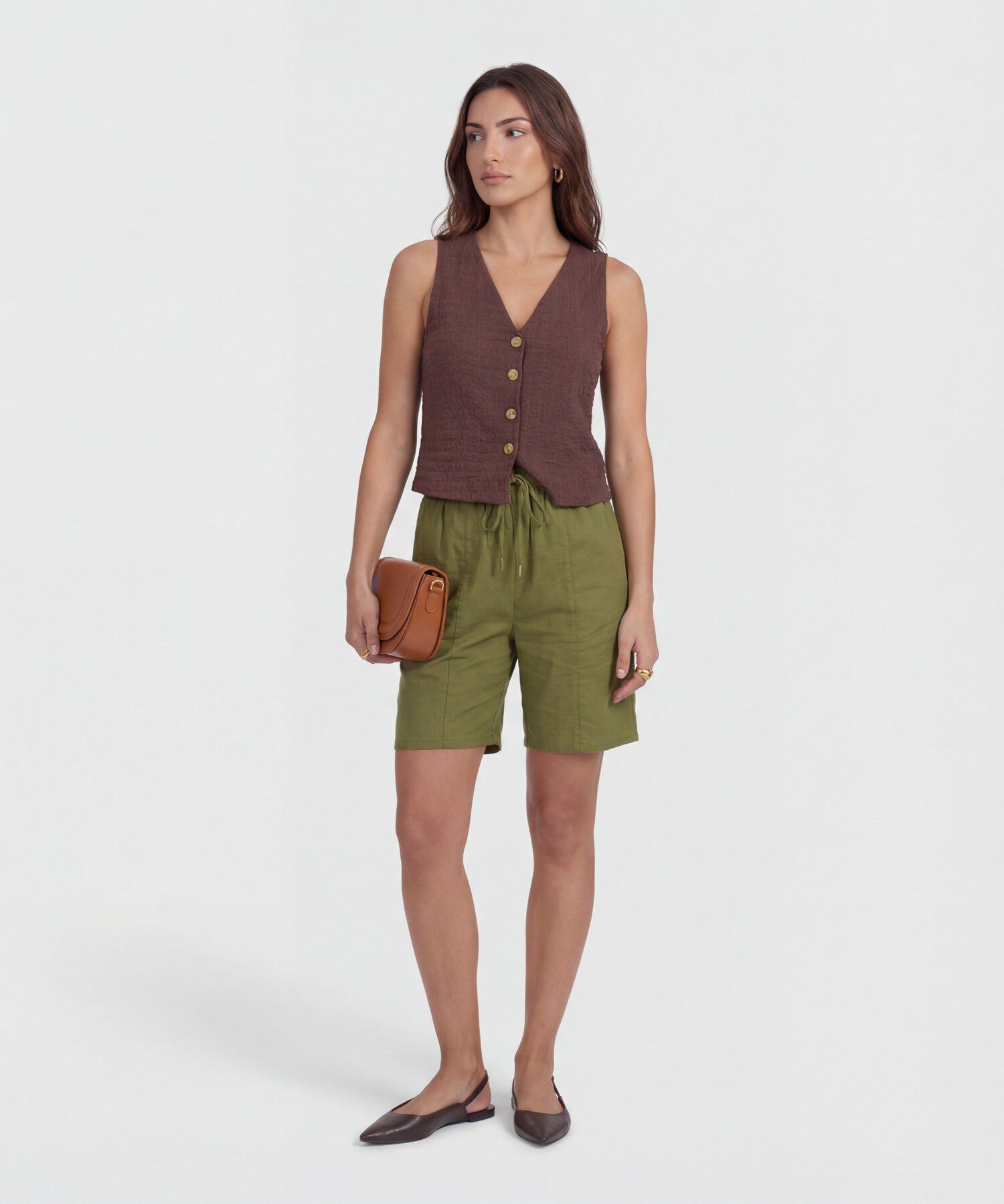 Chaleco Texturizado con Botones de Contraste para Mujer