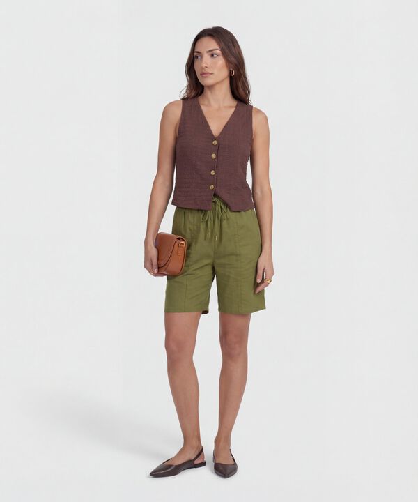 Chaleco Texturizado con Botones de Contraste para Mujer