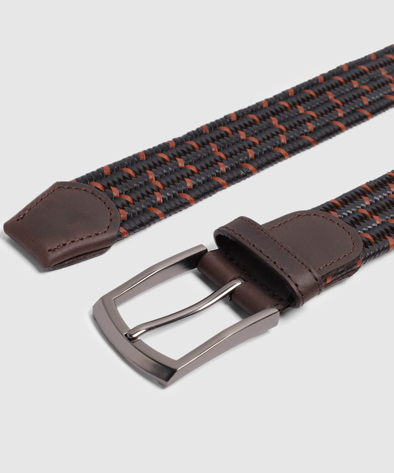 Cintur&oacute;n El&aacute;stico Trenzado Bicolor Para Hombre