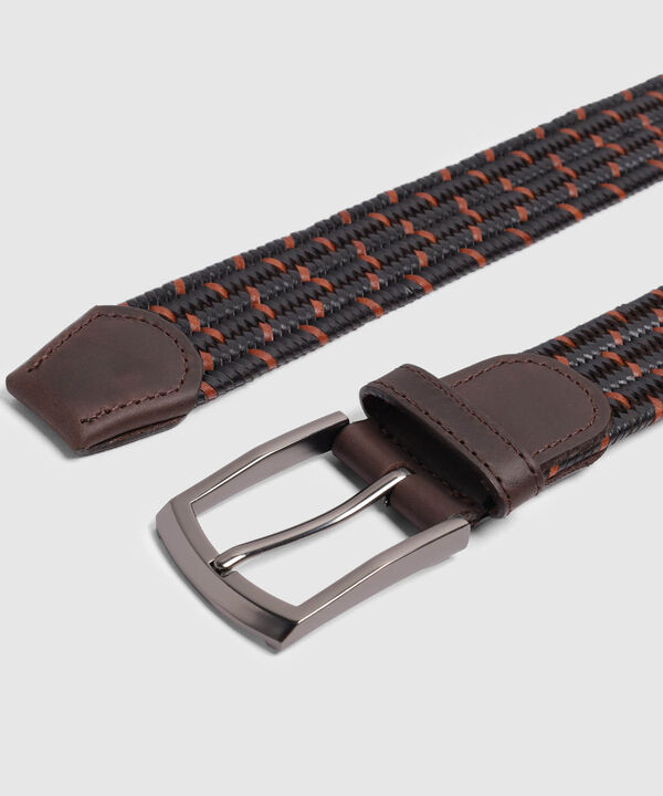 Cintur&oacute;n El&aacute;stico Trenzado Bicolor Para Hombre
