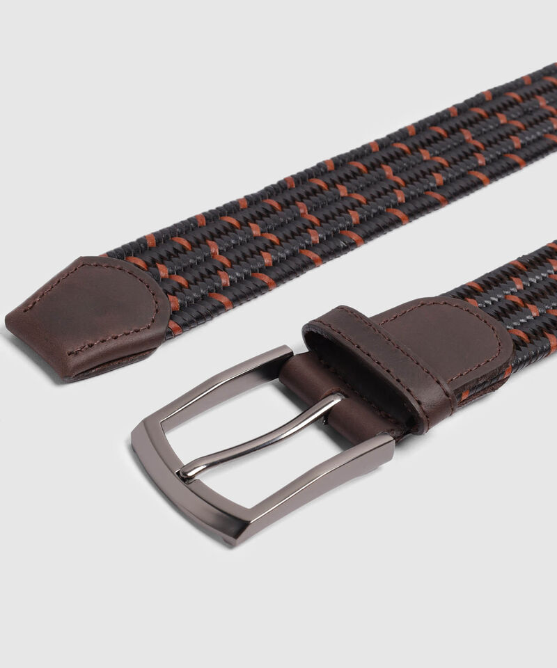 Cintur&oacute;n El&aacute;stico Trenzado Bicolor Para Hombre