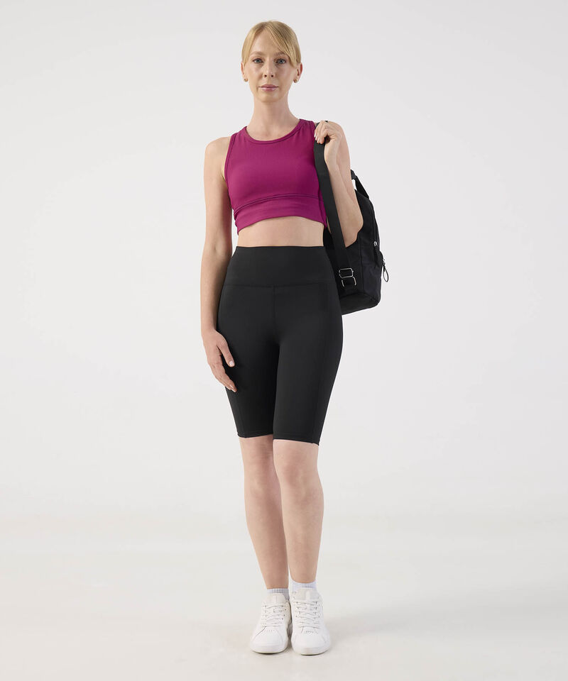 Top Crop Ribbed Mujer Escote Alto Y Espalda Atl&eacute;tica