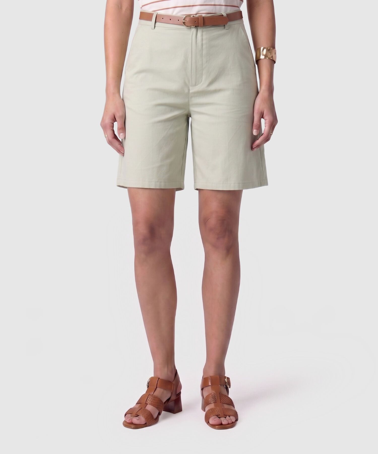 Bermuda Larga Unicolor Para Mujer