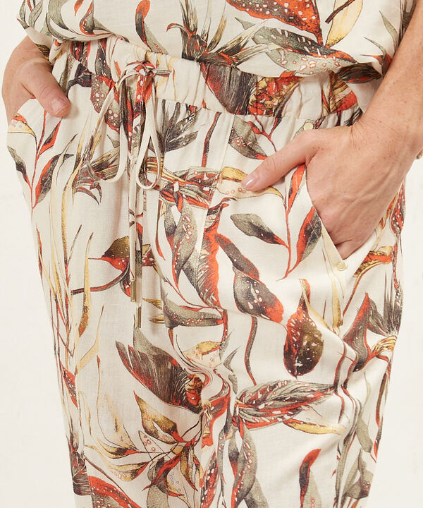 Pantalón Bota Recta En Lino Estampado image number null