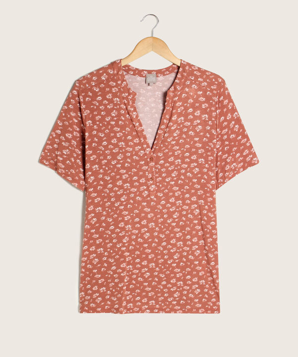 Camiseta Manga Corta Cuello V Estampada