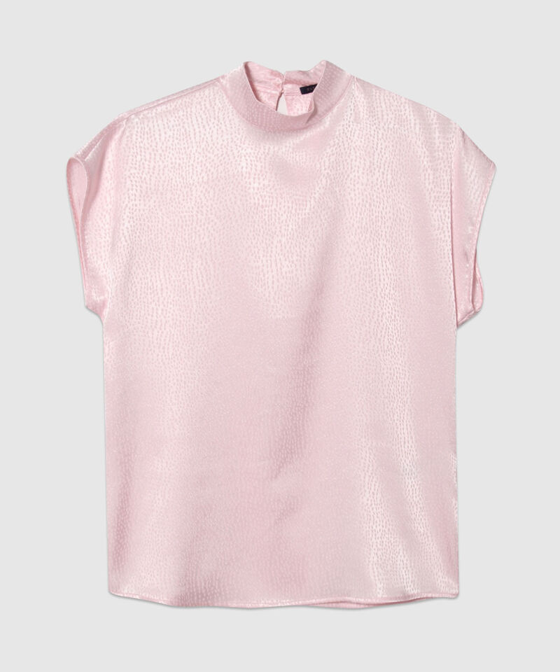 Blusa en Satín con Cuello Alto