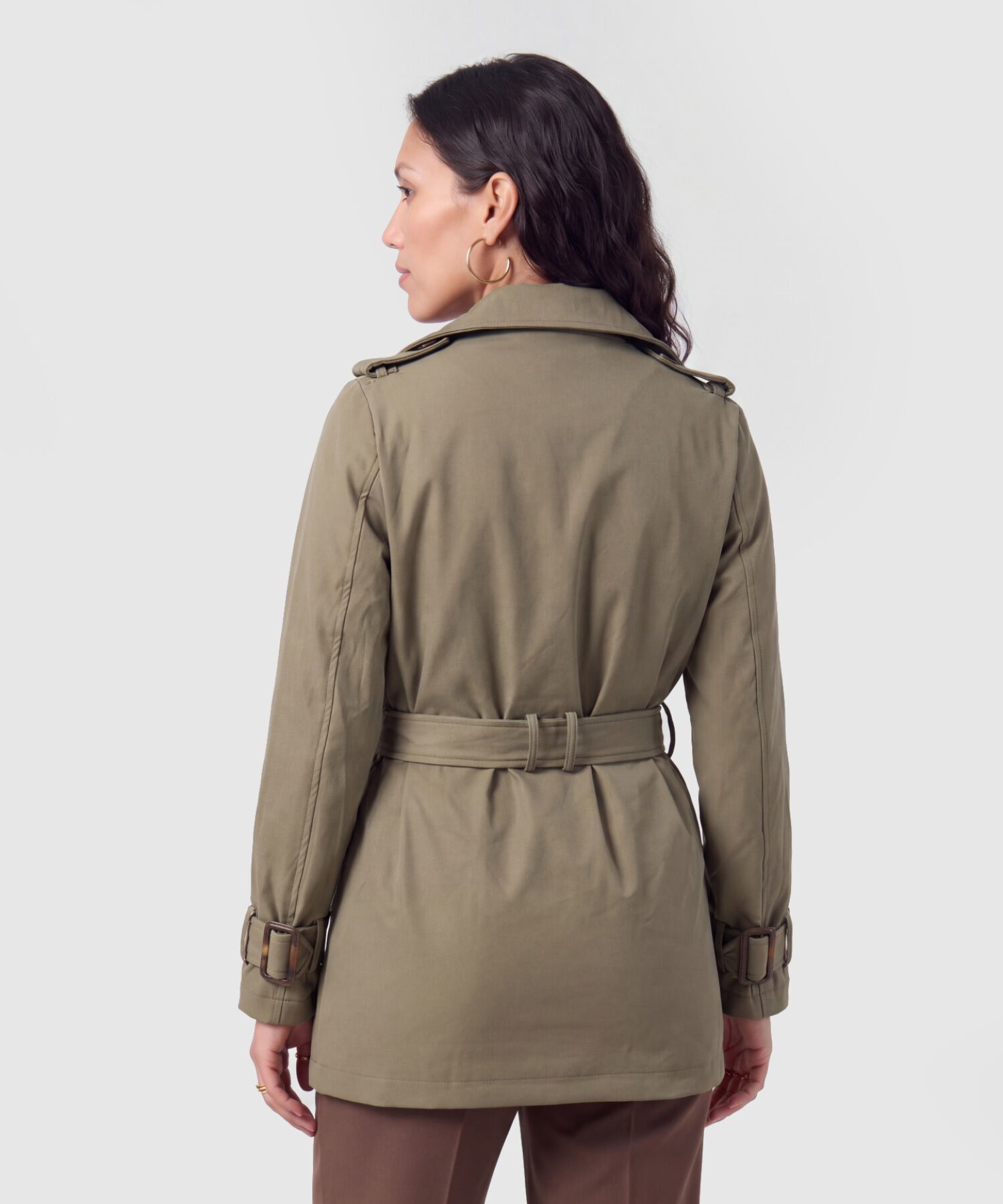 Chaqueta Cruzada Con Cintur&oacute;n Para Mujer