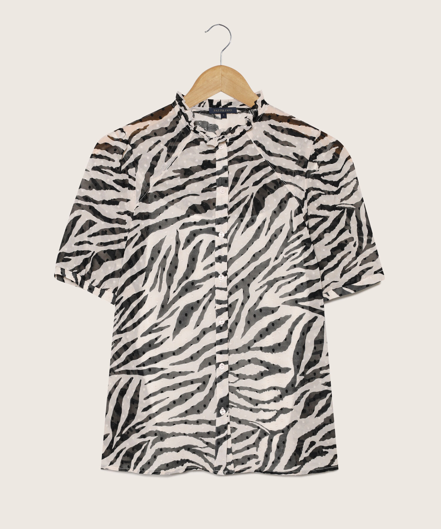Blusa Manga Corta Cuello Ruche  Con Top Interno Fit Missy