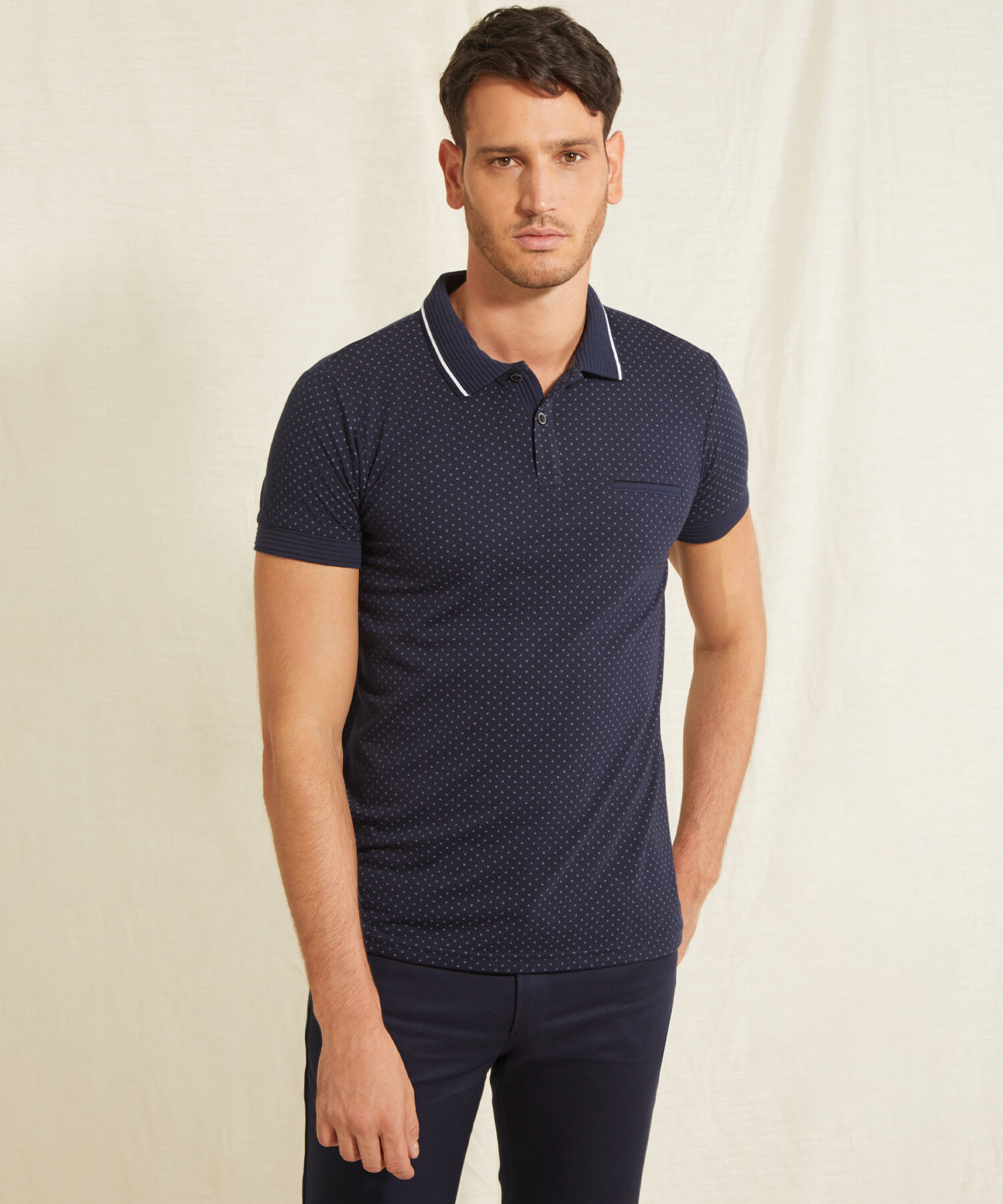 Polo Cuello Tejido Estampada