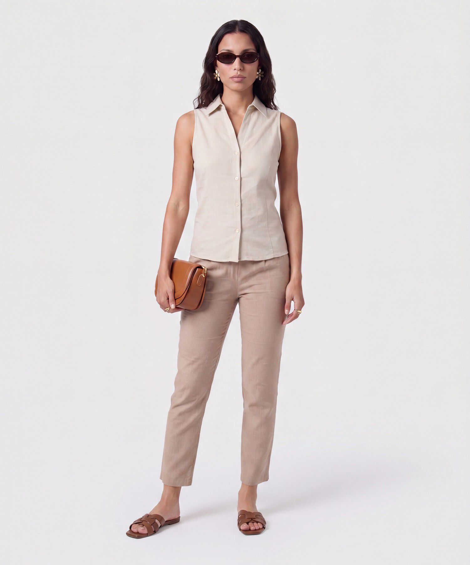 Camisa Sin Mangas Cuello Cl&aacute;sico Mujer