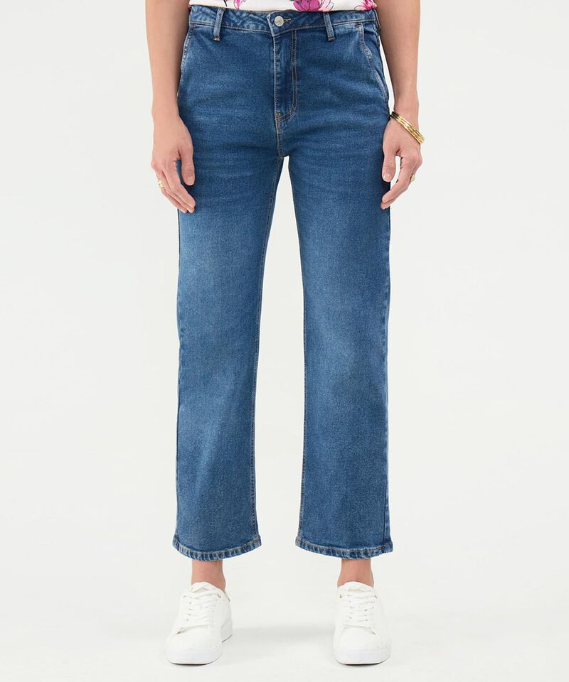 Jeans Straight Tono Medio