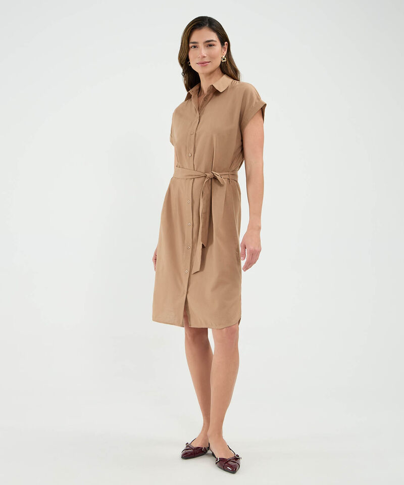 Vestido Camisero en Efecto Lino