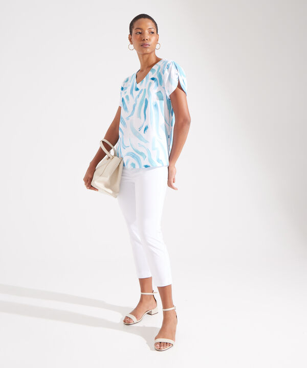 Blusa Estampada con Escote en V