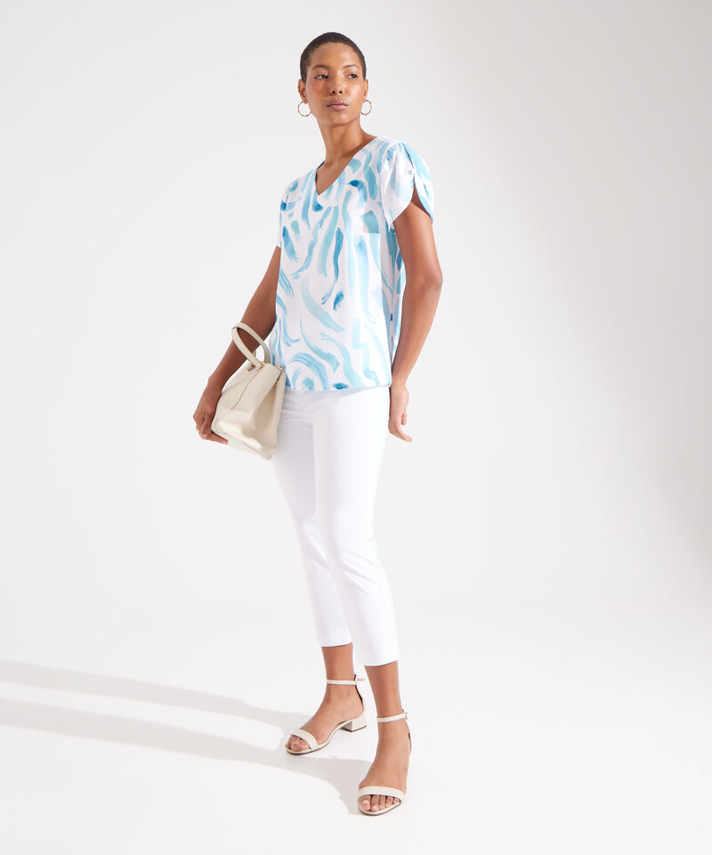 Blusa Estampada con Escote en V