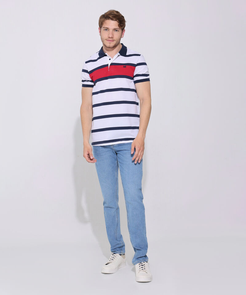 Polo Preteñida, Cuello Y Puños Tejidos, Silueta Slim Fit Blanco