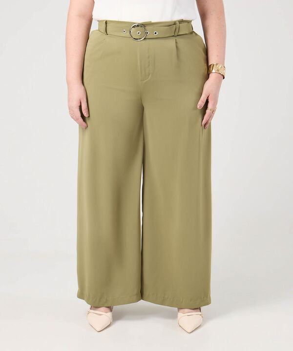 Pantal&oacute;n Unicolor Con Cintur&oacute;n Para Mujer Curvy image number null