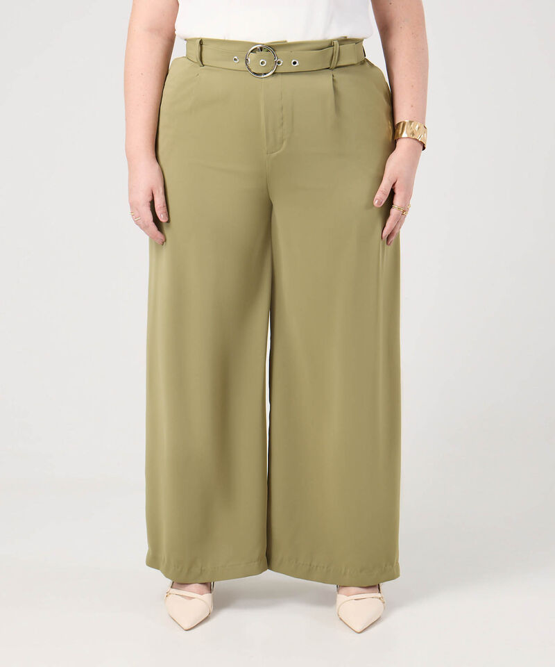 Pantal&oacute;n Unicolor Con Cintur&oacute;n Para Mujer Curvy