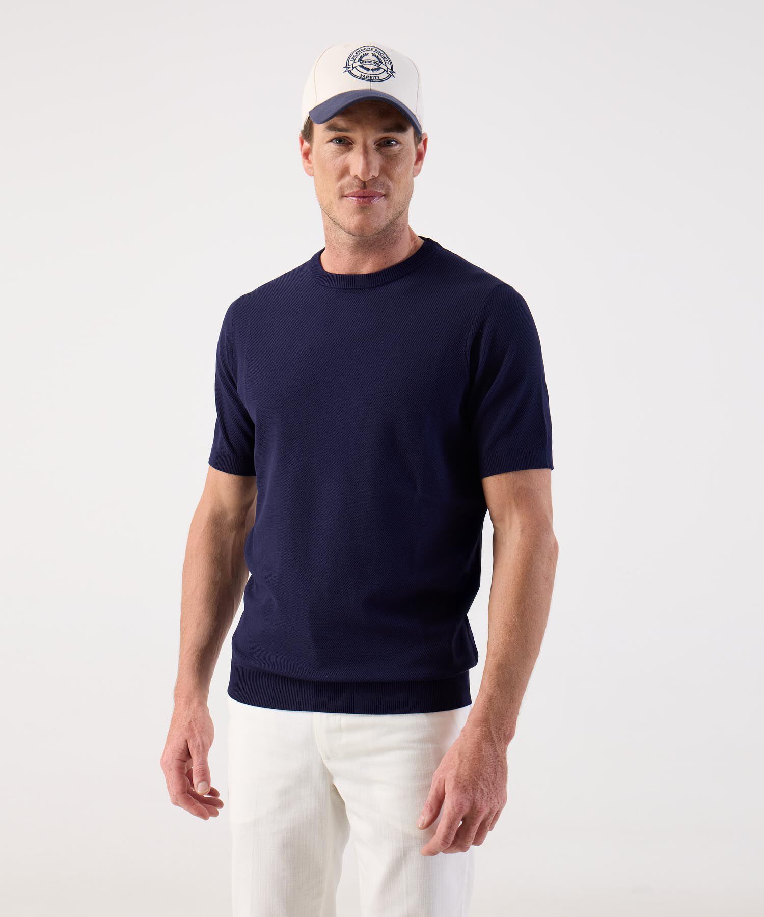 Camiseta de Punto Fino para Hombre Manga Corta