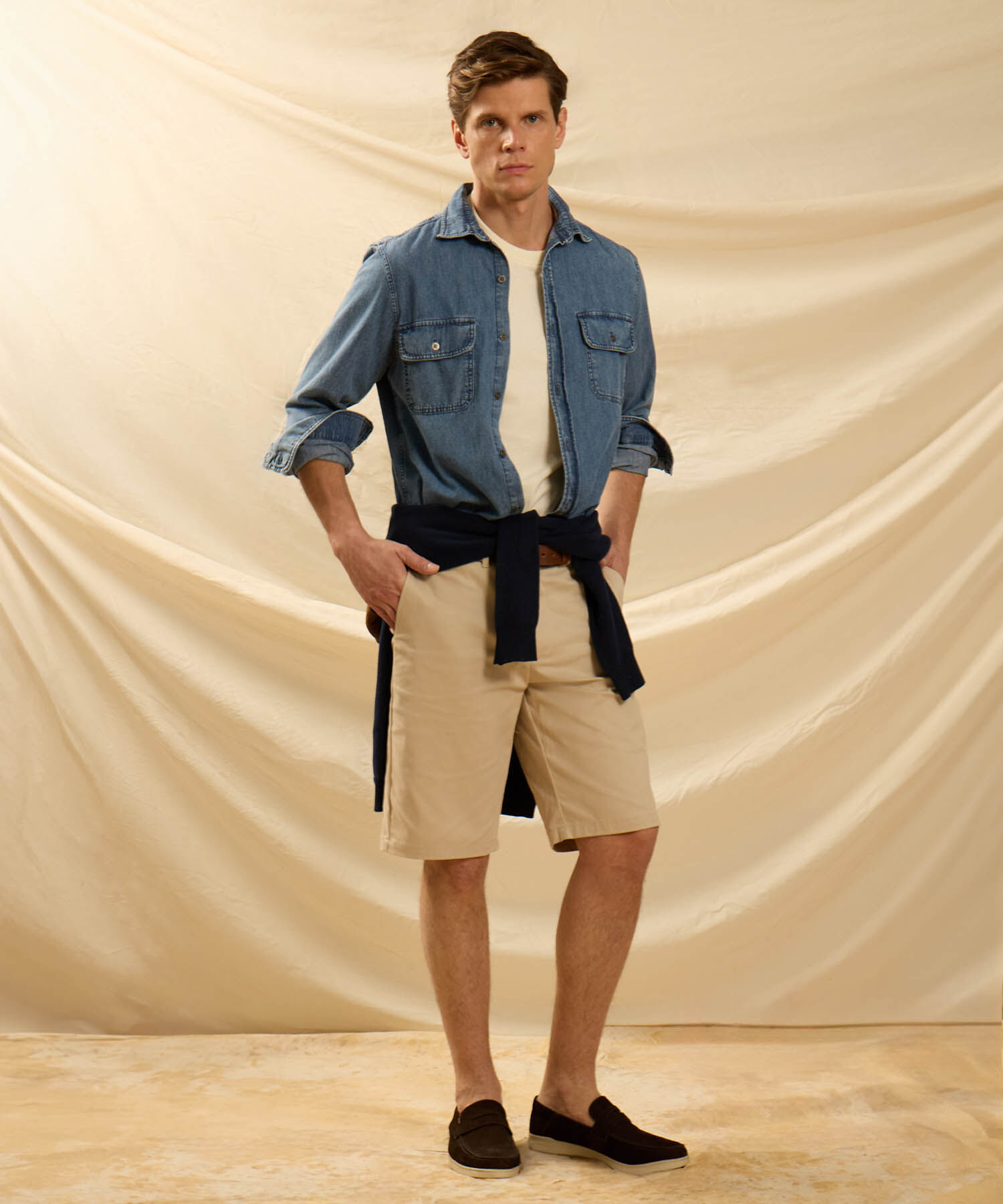 Camisa Denim Con Doble Bolsillo Para Hombre