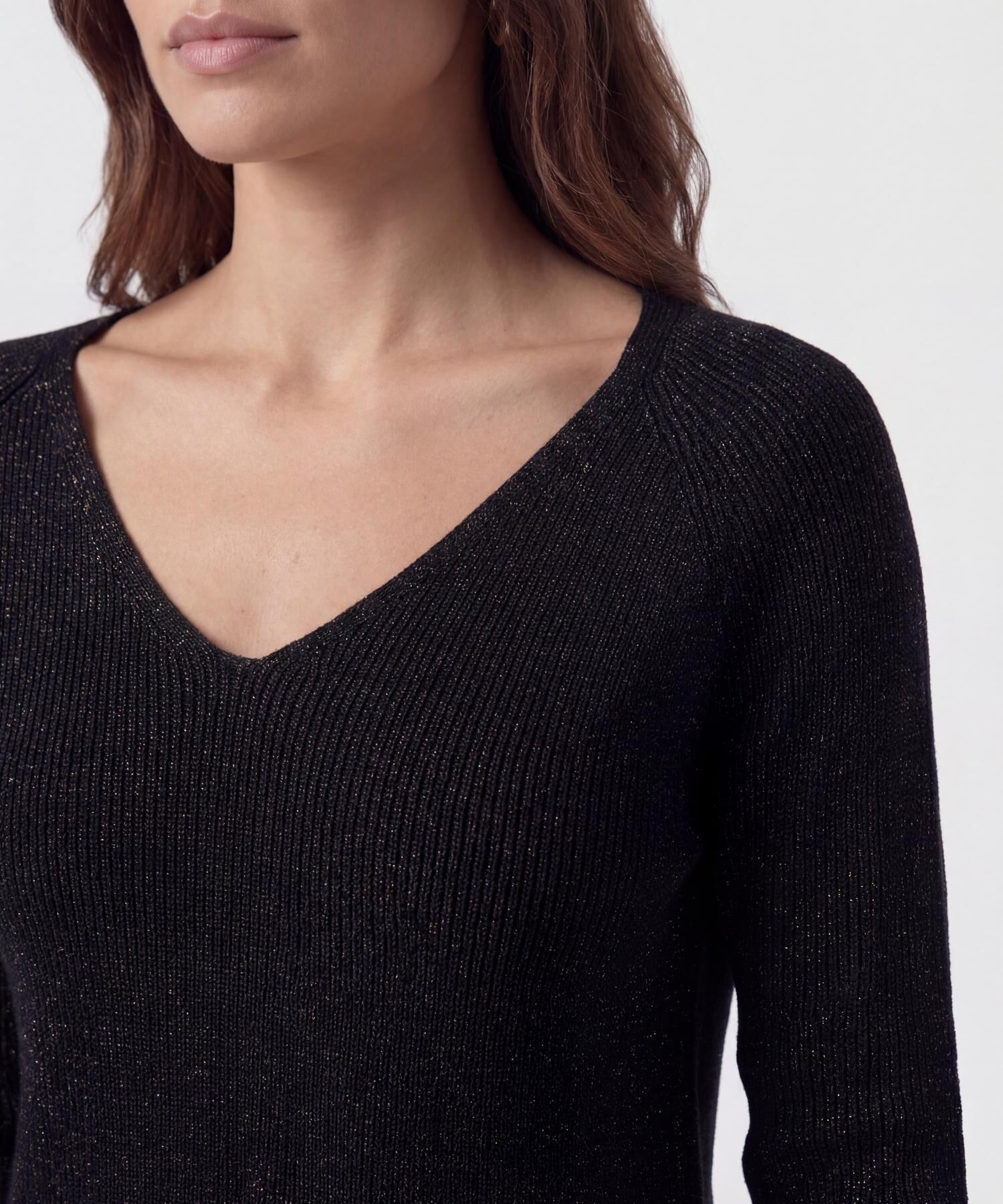 Saco De Punto Cuello En V Mujer