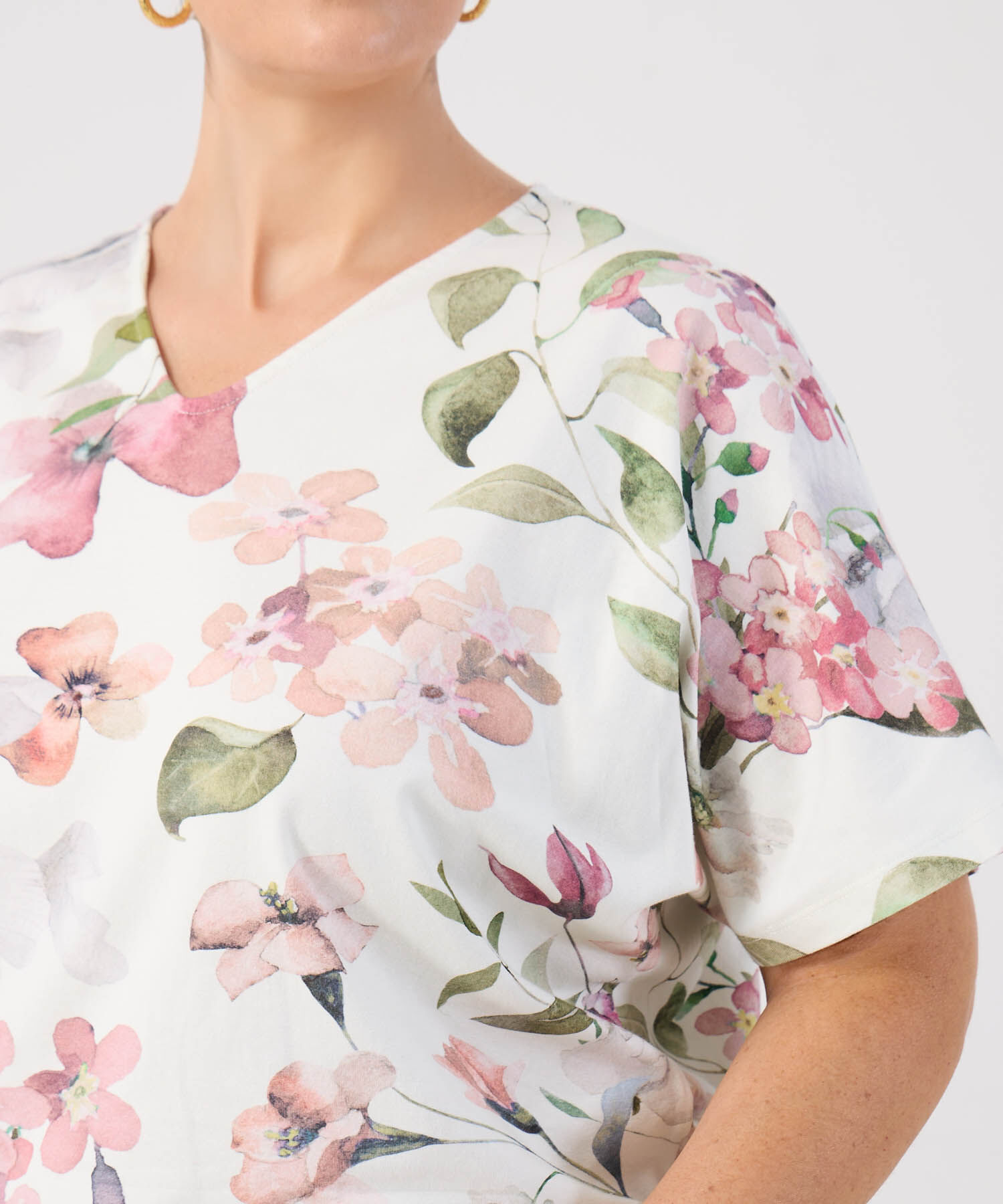 Camiseta Con Cuello En V Para Mujer Curvy