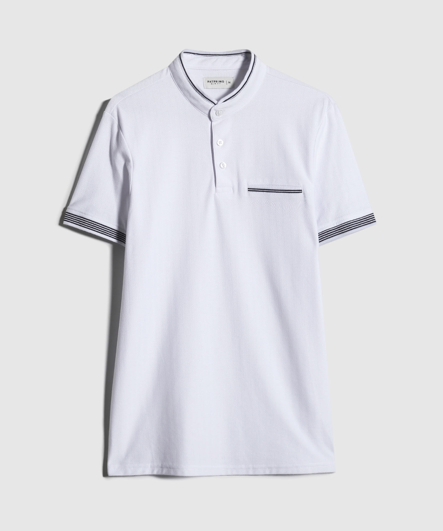 Polo Cuello Mao Unicolor Con Bolsillo Ribete
