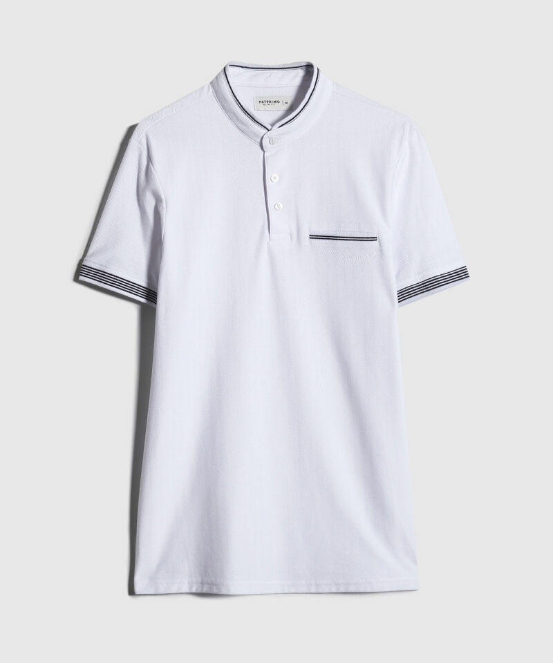 Polo Cuello Mao Unicolor Con Bolsillo Ribete