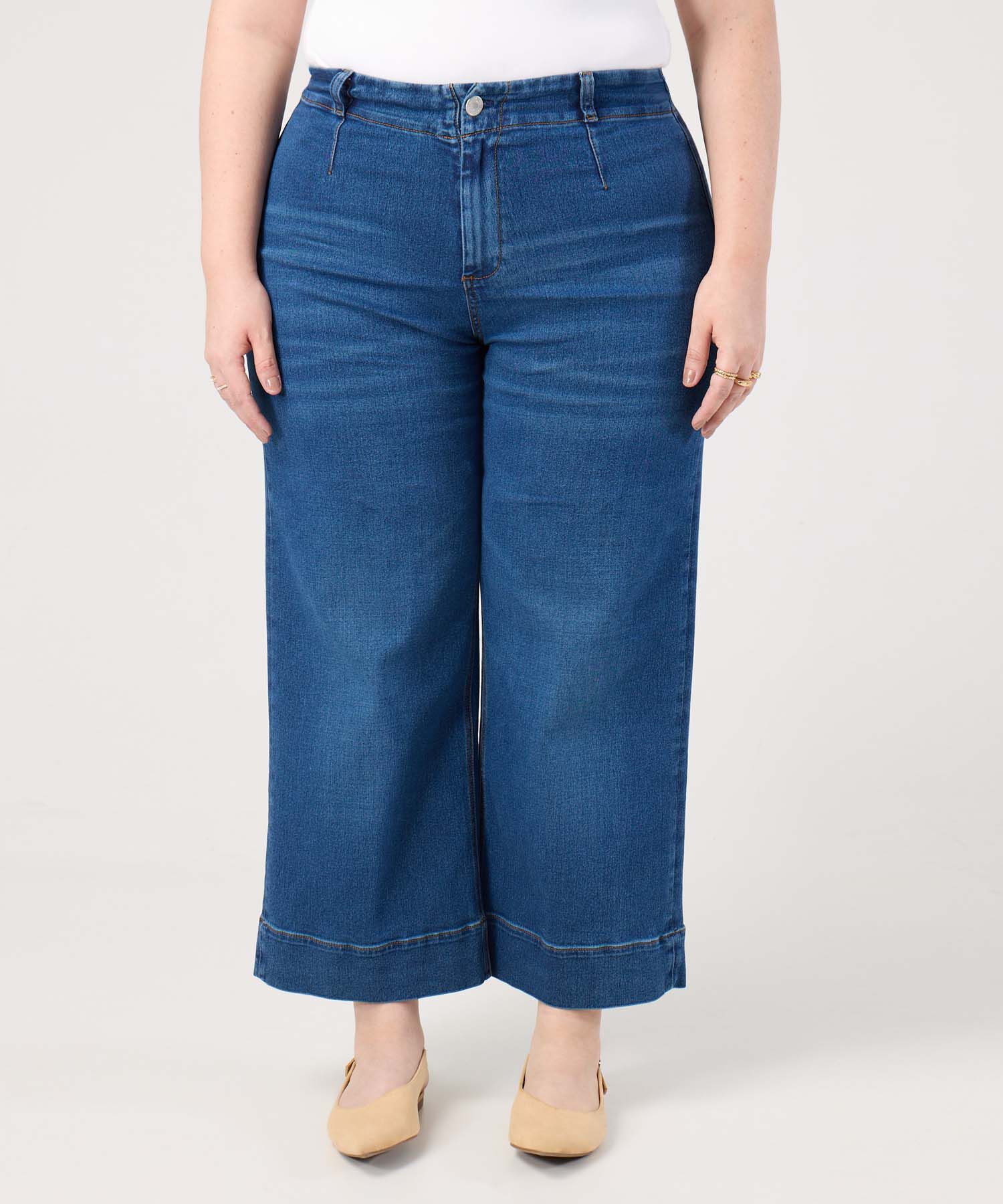 Jean Culotte Tiro Alto Para Mujer Curvy