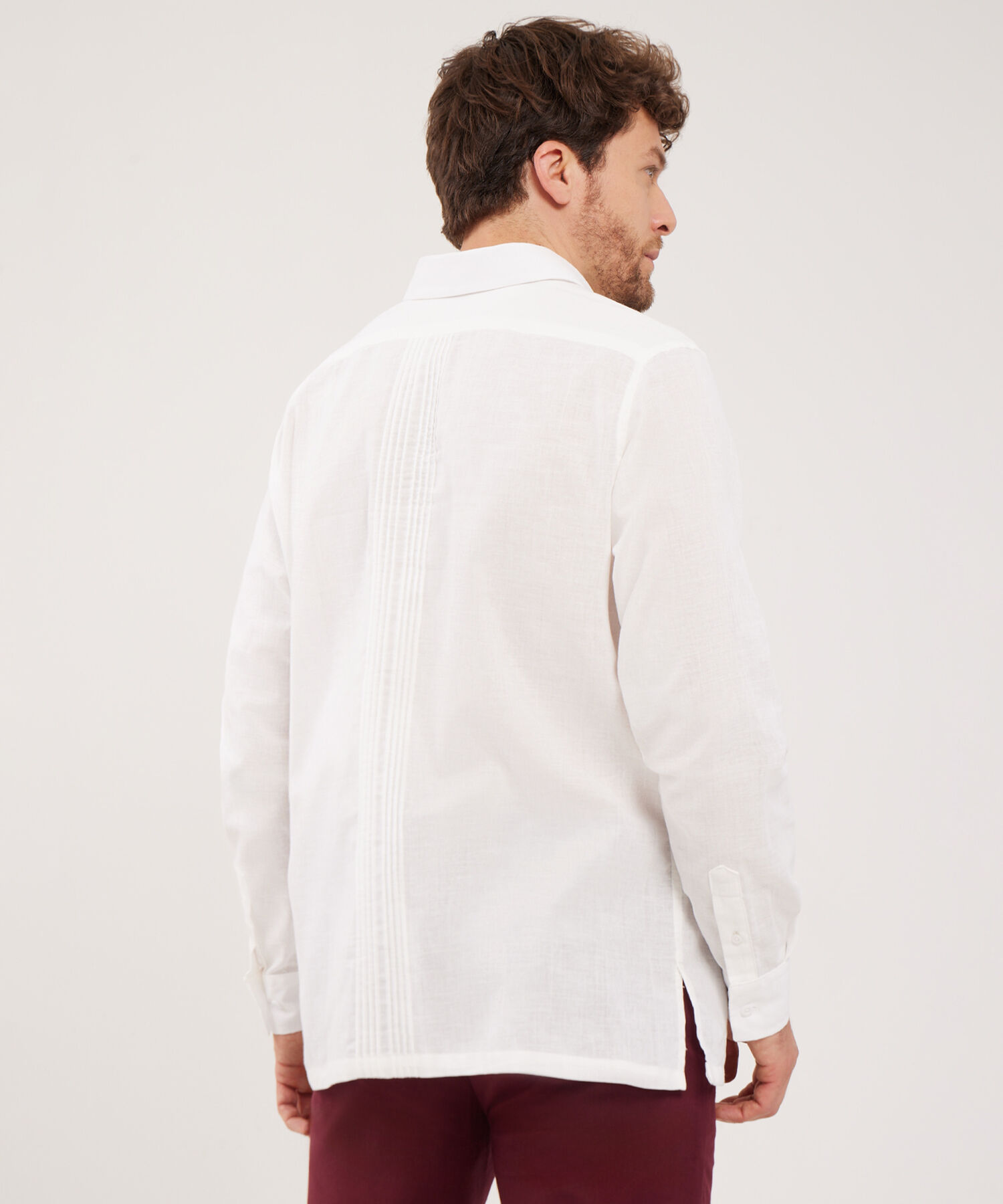 Camisa Guayabera Cuello Camisero Abierto Mini