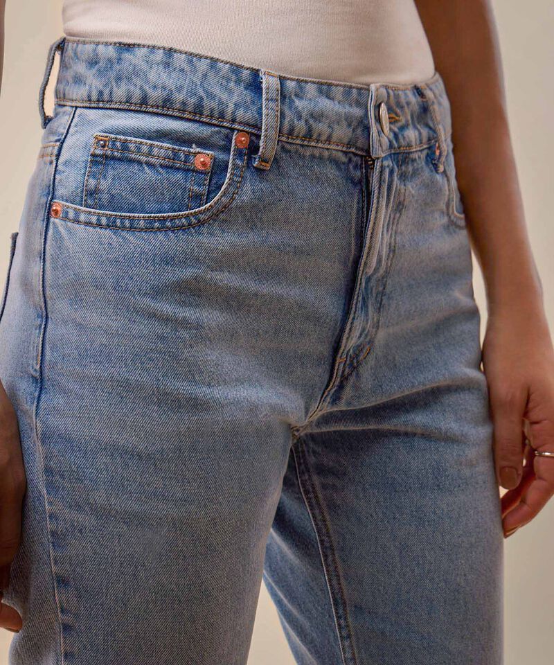 Jean Straight Tiro Alto Para Mujer