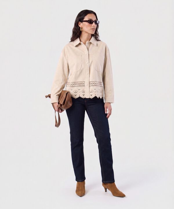 Chaqueta Con Ruedo Troquelado Para Mujer