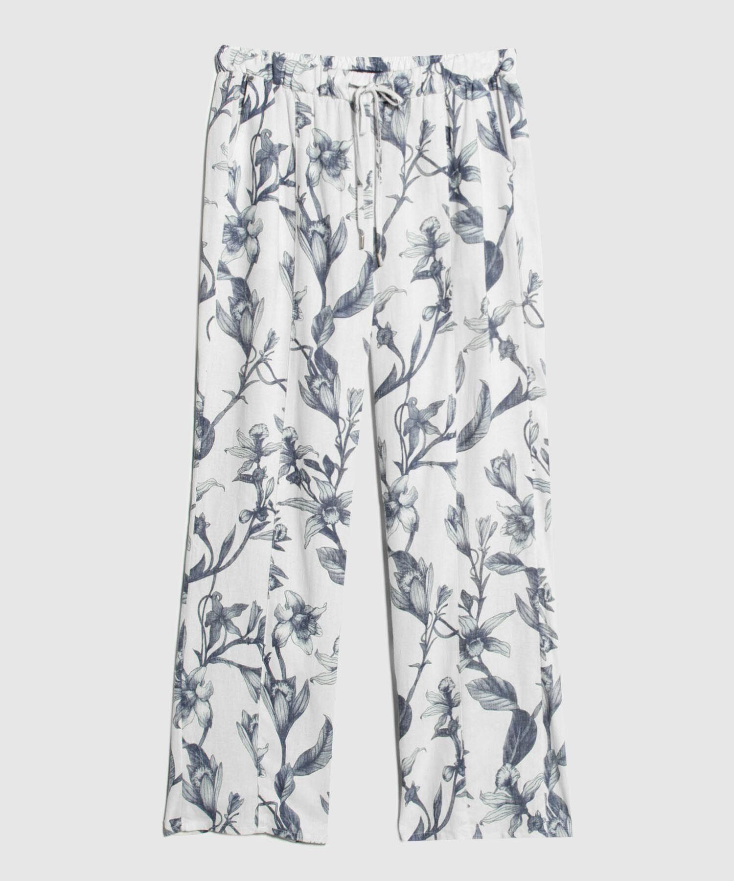 Pantalón Estampado en Efecto Lino