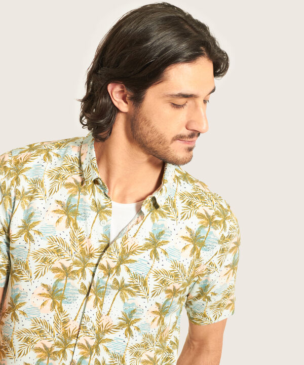 Camisa Manga Corta Sin Bolsillo, Slim Fit, Estampada
