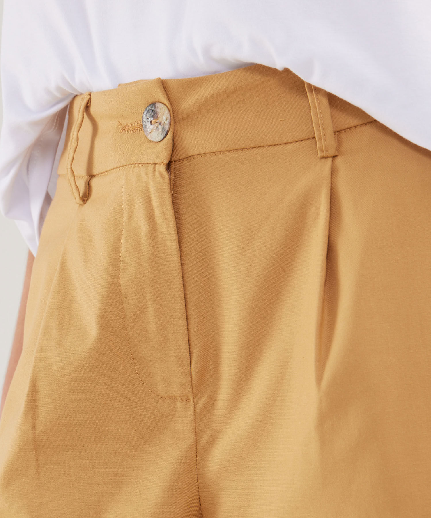 Pantalón Tipo Baggy Unicolor, Tiro Alto Con Prenses En Delantero, Serena