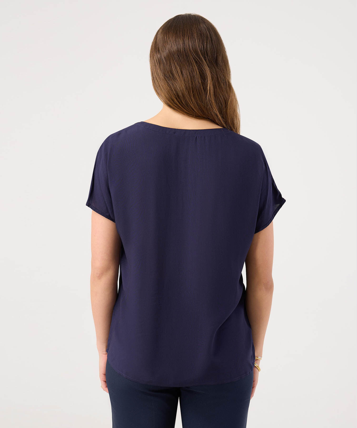 Blusa Manga Corta con Escote en V