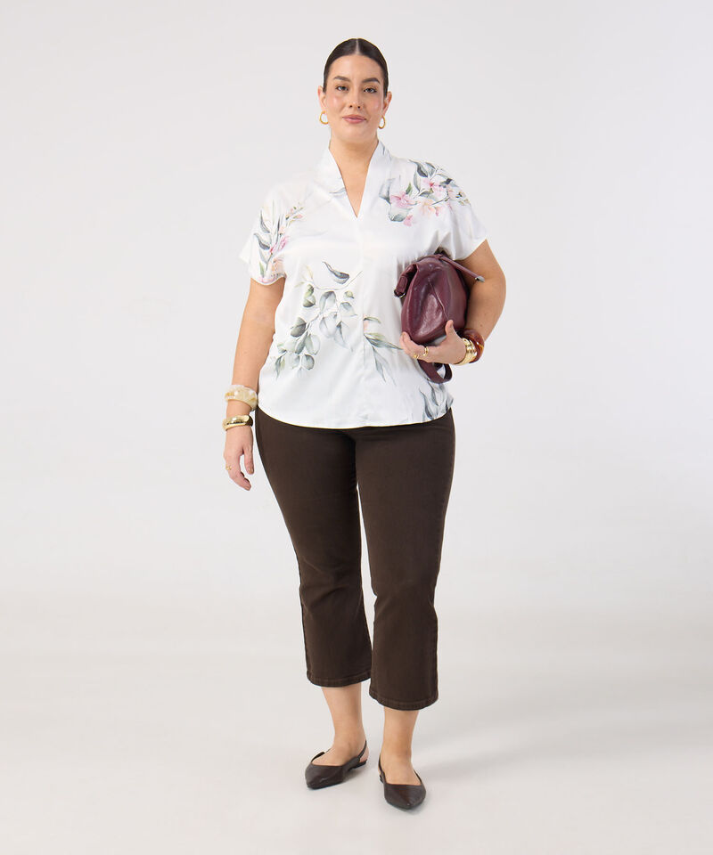 Blusa De Cuello Mao Con Escote En V Mujer Curvy