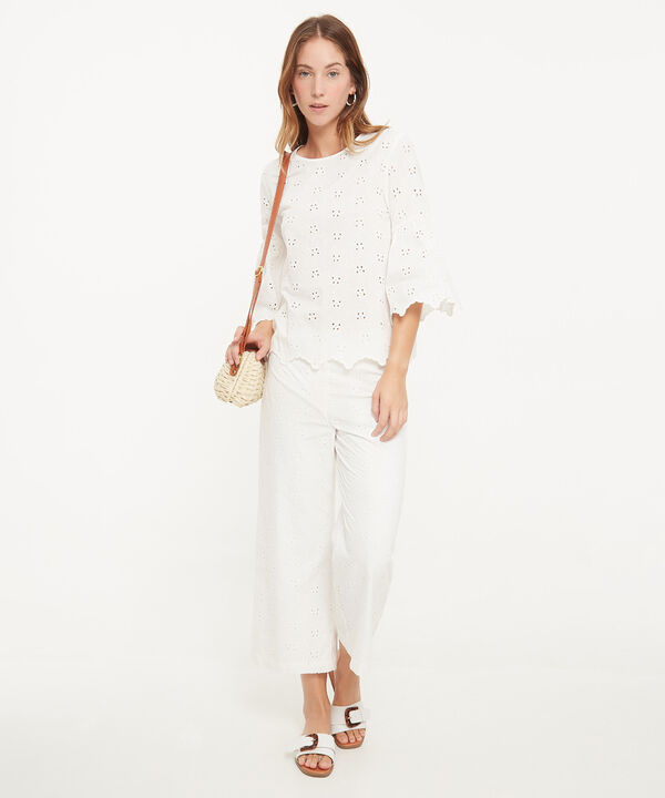 Blusa Unicolor En Ojalillo