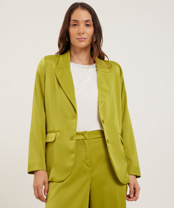 Blazer Manga Larga Satinado Con Bolsillos En Frente image number null