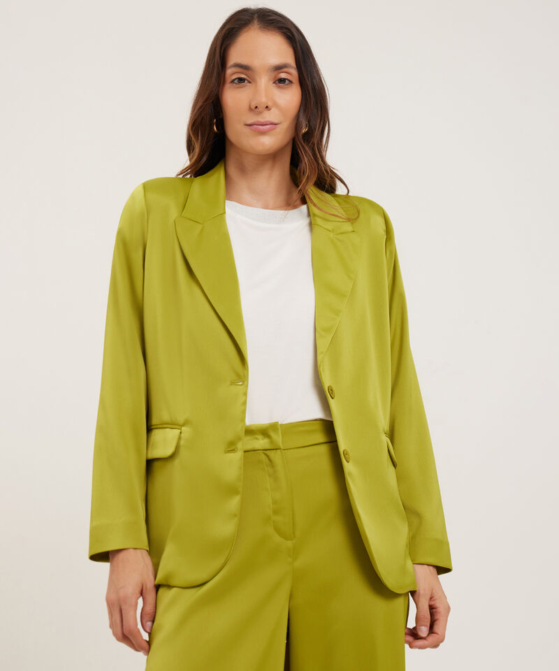 Blazer Manga Larga Satinado Con Bolsillos En Frente