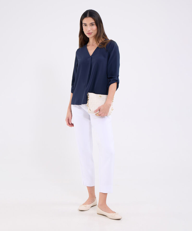 Blusa manga 3/4 unicolor para mujer