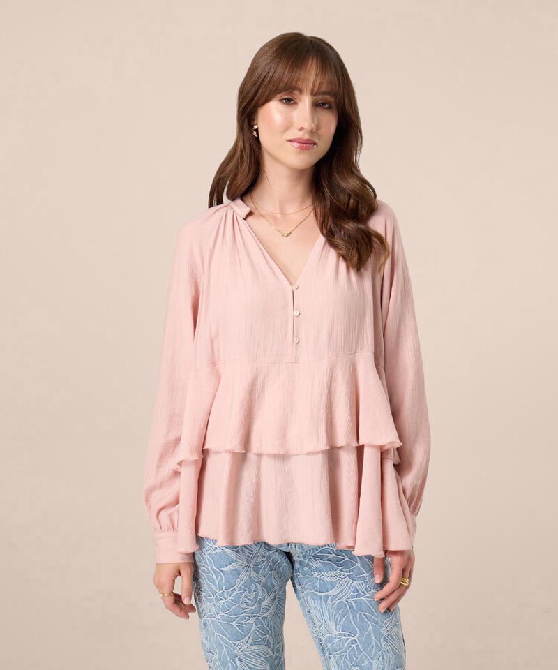 Blusa Con Ruedos Escalonados Para Mujer