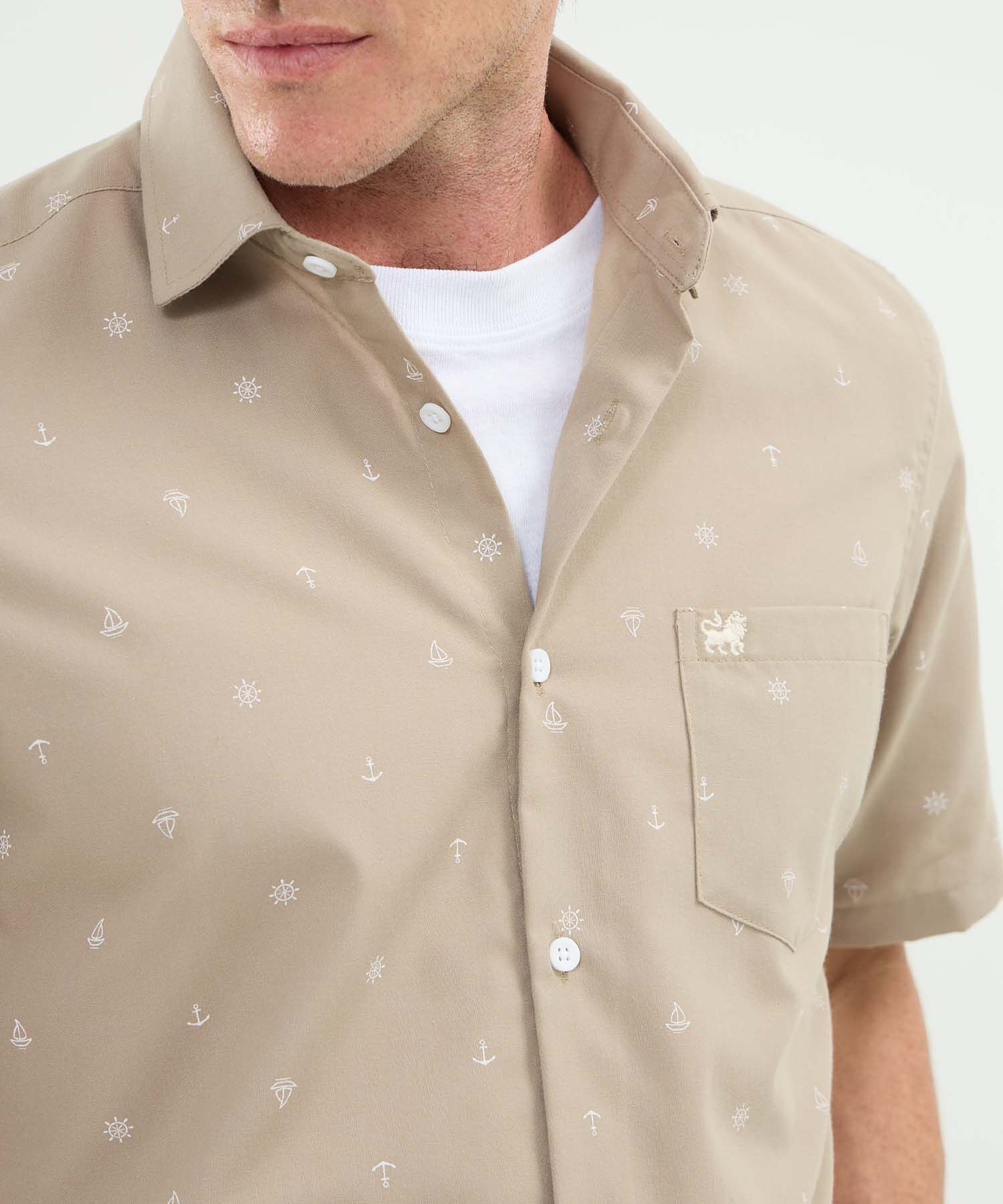 Camisa Manga Corta Estampada Con Bolsillo