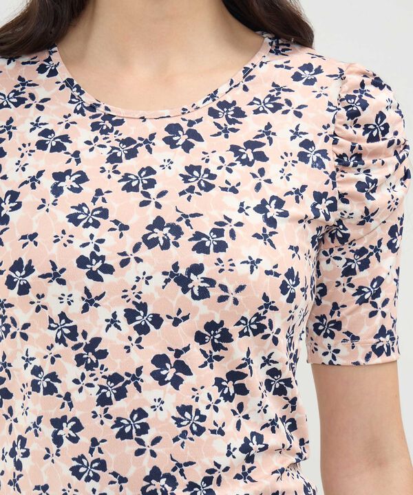 Camiseta Manga Corta Con Ruche Estampada image number null