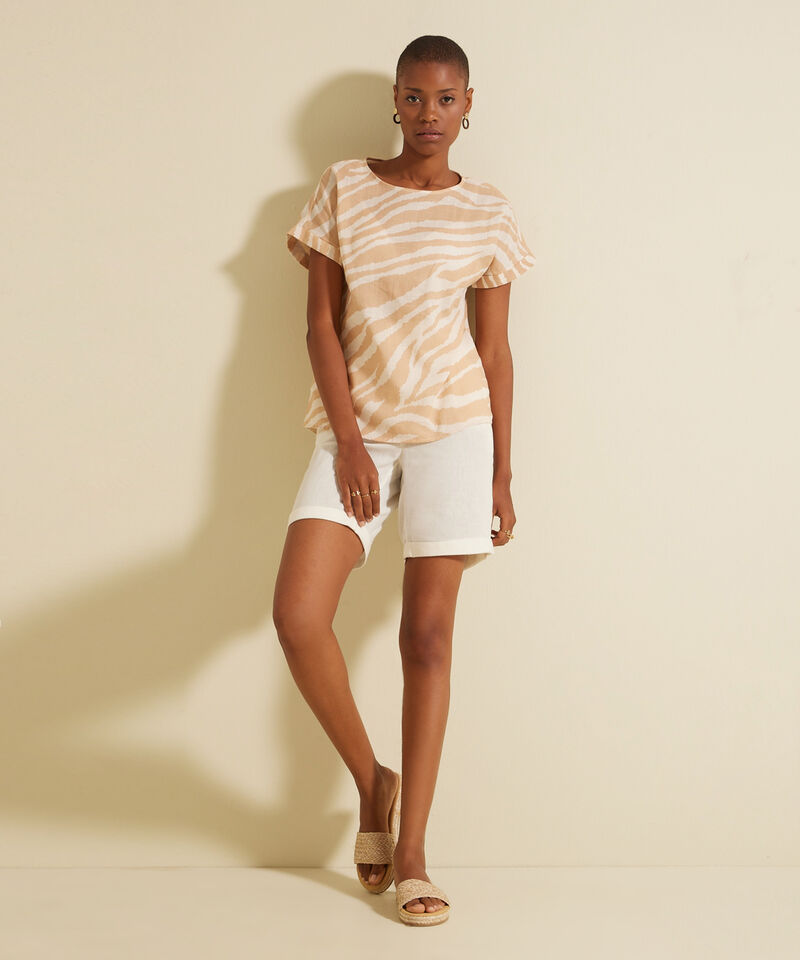 Blusa Manga Corta Corrida Estampada