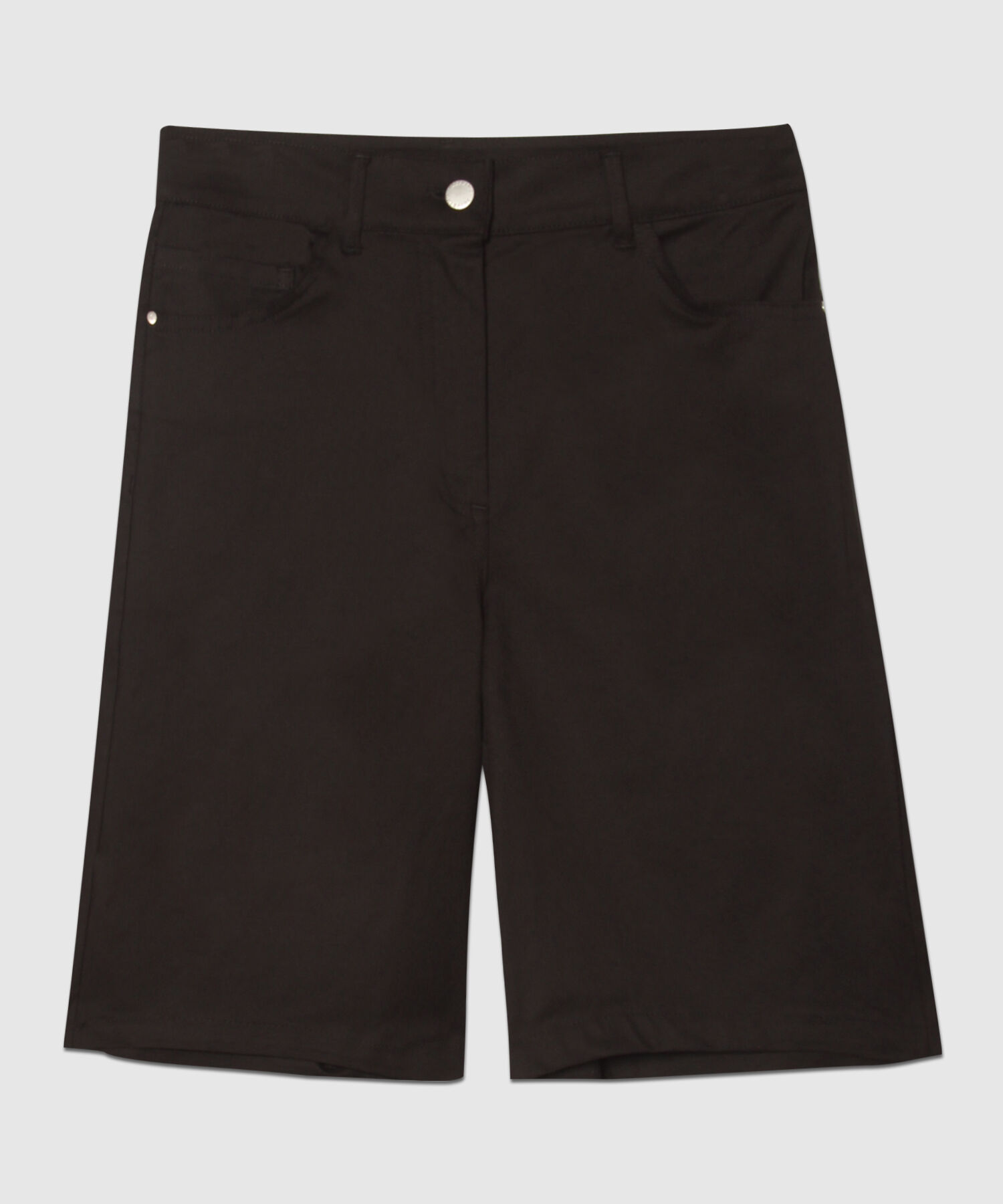 Bermuda Unicolor, 5 Bolsillos Tipo Culotte Con Bota Semi Campana, Carmin