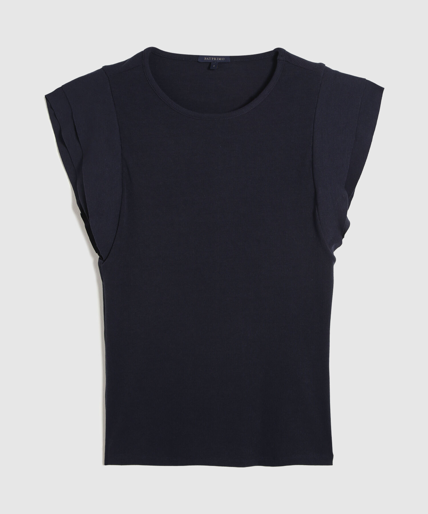 Camiseta Unicolor, Escote Redondo, Manga Sisa Con Boleros
