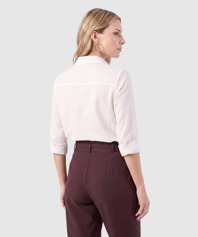 Camisa Unicolor Con Bolsillo Para Mujer