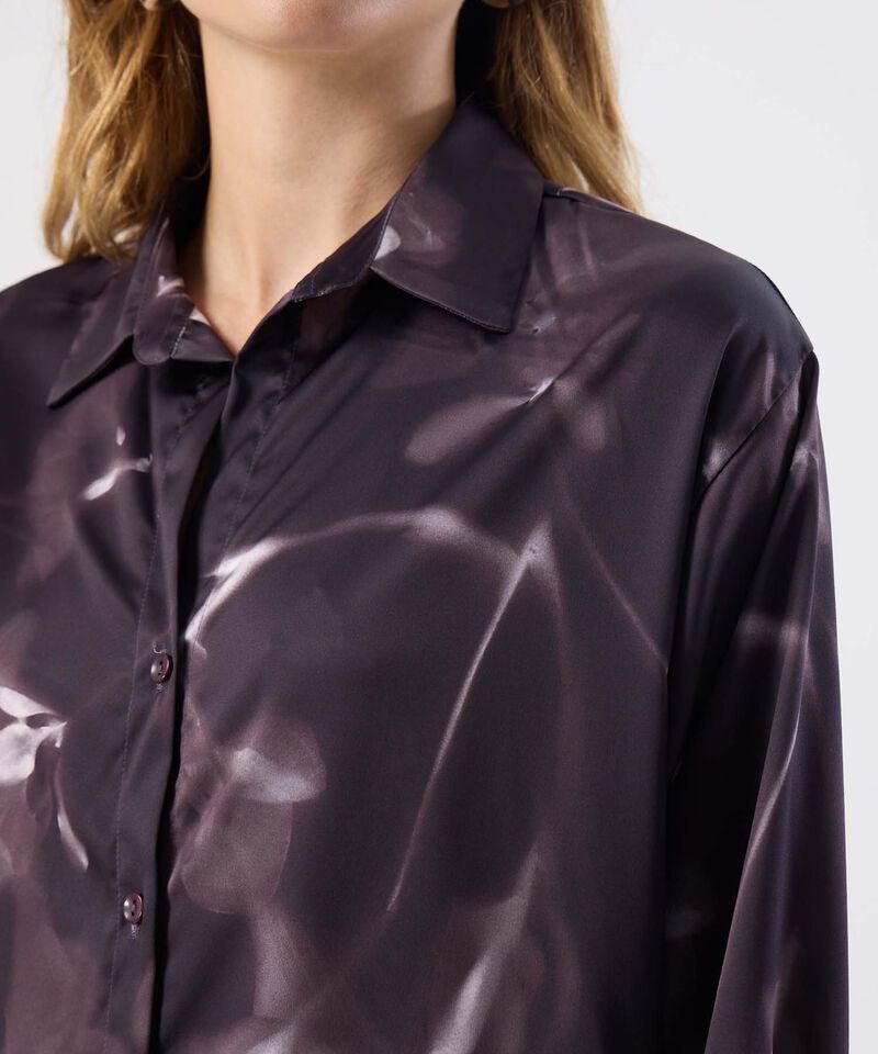 Camisa Estampada Con Botones Mujer